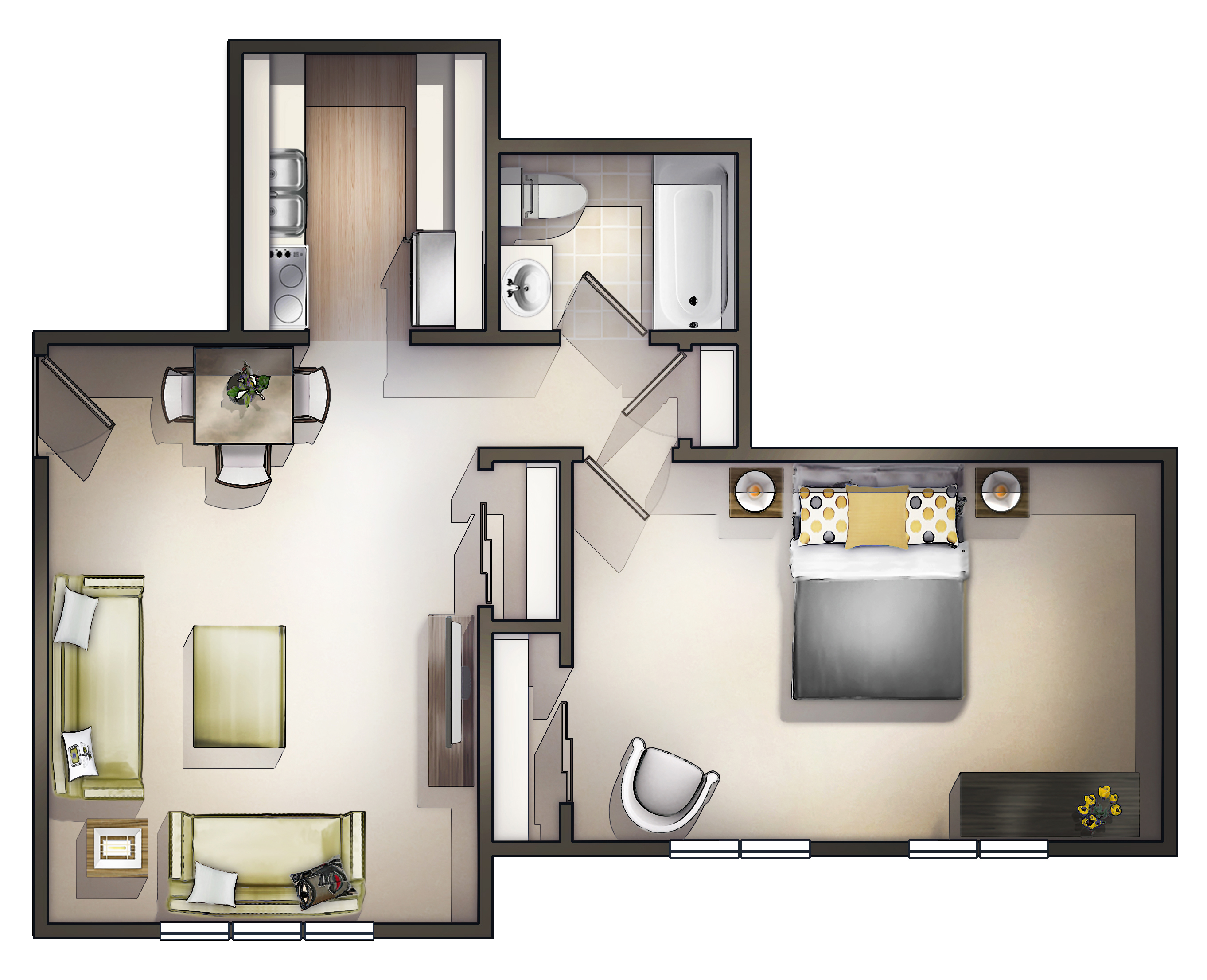 1 Bedroom Apartment/House Plans